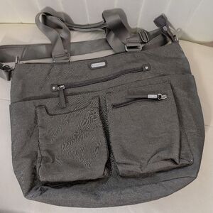 Baggallini Any Day Laptop Tote Bag Taupe/Silver Nylon